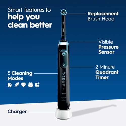 Oral-B Genius X Limited Rechargeable Electric Toothbrush with 1 Replacement Brush Head, Travel Case, Midnight Black 3