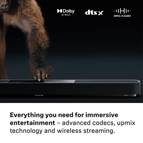 Sennheiser AMBEO Soundbar Plus for TV and Music with Immersive 3D Surround Sound, Virtual 7.1.4 Speaker Setup, Built-in Dual Subwoofers, Advanced Streaming Connectivity, Night Mode, Black 6