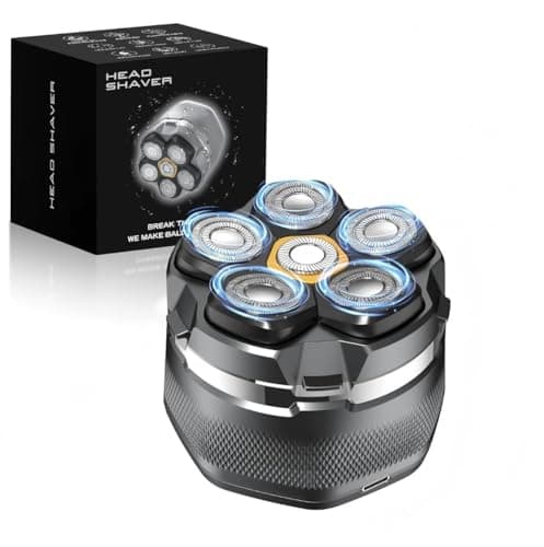 Detona Head Shavers for Bald Men - Newly Designed Magnetic 6D Electric Razor, IPX8 Waterproof Dry/Wet, 10000 RPM High Speed Motor for Fast Shaving, USB-C Cable and Storage Bag for Home & Travel, Gray