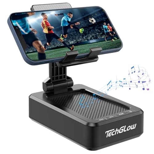 TechGlow Gifts for Men Foldable Cellphone Stand with Bluetooth Speaker Wireless Speaker with Phone Holder Birthday Gift Idea for Man Woman Cool Gadget