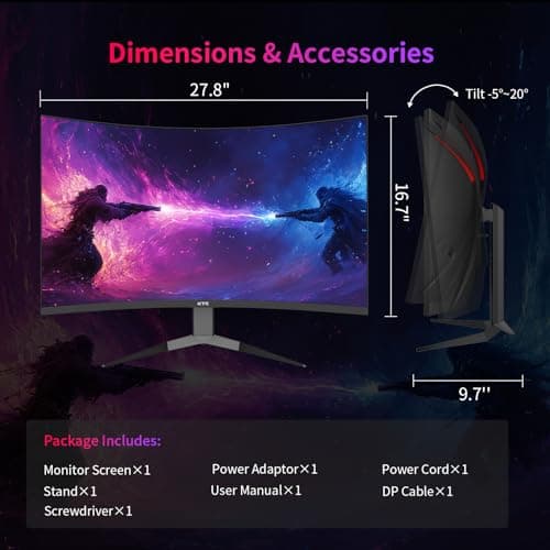 KTC 32Inch 240Hz Curved Gaming Monitor, 1000R VA, QHD(2560x1440p), 4000:1 Contrast, Support FreeSync GSync, HDMI2.0(144hz)/DP1.4(240hz)/Earphone, Tilt, Xbox PS5 Switch, 2K Computer Monitor for Gamer 9