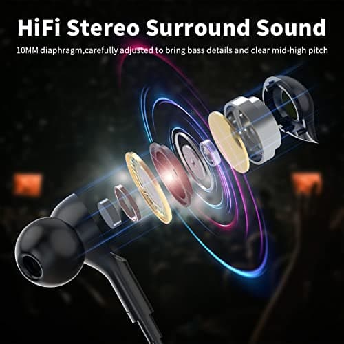 Neckband Bluetooth Headphones Wireless Earbuds for Samsung S25 Ultra S24 S23 FE S22 A53 A25, Sport Headphones HiFi Stereo Surround Sound Ear Buds for iPhone 17 Air 16 15 14 Pro Max 13 Plus/Pixel 10 9 6