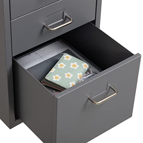 HollyHOME 3-Drawer Mobile Classification Storage Cabinet, Under Desk for A4 Mini File Cabinet, Mobile File Cabinet with Wheels for Home and Office, Grey 9