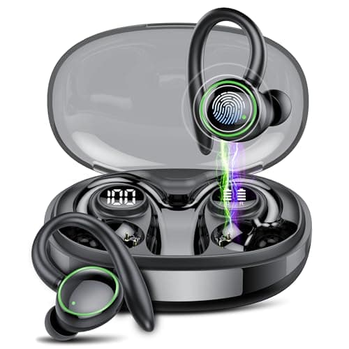 Wireless Earbuds, Bluetooth 5.3 Headphones Sport, Over Ear Buds With ENC Noise Cancelling Mic, 48H, Wireless Earphone With Earhooks, Stereo Deep Bass, IP7 Waterproof Headset for Workout Running, Black 8