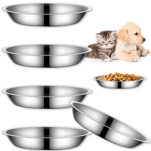4Packs Cat-Bowls Cat Food Bowl - 6.1 Inch Stainless Steel Cats Feed Bowl for Indoor Cats Shallow and Wide Wet Food Plate Pet Feeding Whisker Fatigue Relief Pet Plate for Kitten Puppy (Type-B)
