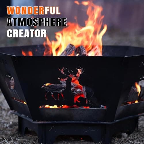 Fire Pit for Camping- 23Inch Small Collapsible Firepit for Patio Outside Wood Burning Outdoor Indoor BBQ Picnic Foldable Fire Pits Bonfire of Backyard Patio with Portable Tote Bag 7