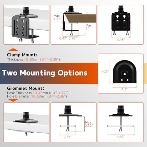 PUTORSEN Triple Monitor Mount for Up to 49" Ultrawide and 32" Monitors per Side Arm, Extra Tall 3 Monitor Desk Mount Holds up to 44 lbs, VESA 75/100 mm 7