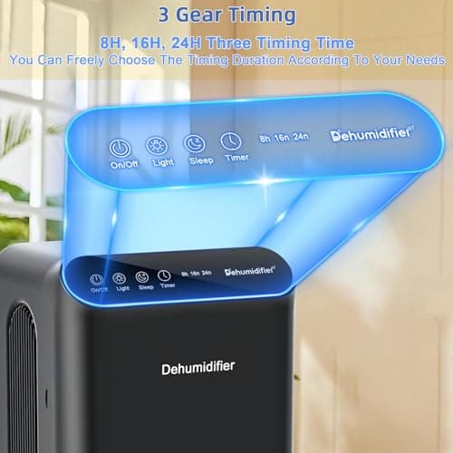 Dehumidifiers for Home, Up to 800 Sq.ft, 86oz Water Tank, Dehumidifiers for Bedroom with Essential Oil Diffuser, 7 Color LED Light, 24H Timer, Auto Shut-off, Ideal for Bathroom Basement Closet RV 5
