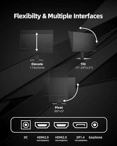 KTC 24.5 Inch 300Hz Gaming Monitor - FHD 1080P Fast IPS PC Monitor Gaming 1ms, Adaptive Sync, HDR, 240Hz Monitors Gamer with Display Port1.4x1 HDMI 2.0x2, 119% sRGB, VESA Mount, DP Cable, H25Y7 7