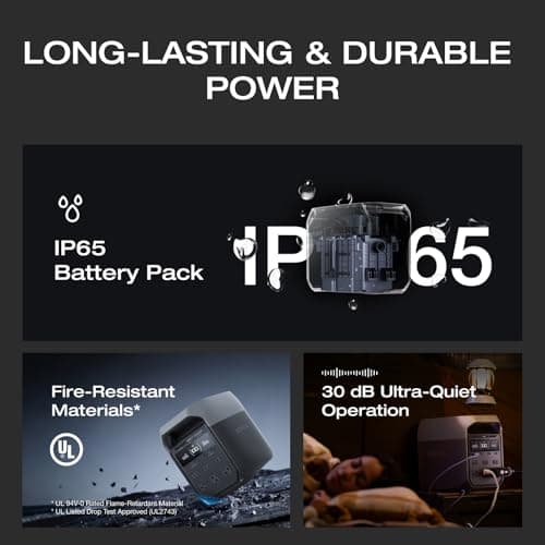 EF ECOFLOW DELTA 3 Portable Power Station, 1024Wh LiFePO4 Battery, Full Charge in 56 Min, 1800W AC/100W USB-C Output, Solar Generator(Solar Panel Optional) for Home Backup Power, Camping & RVs 7