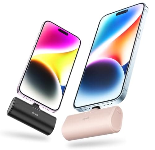 UPEB 2 Packs Portable Phone Charger iPhone 5000mAh with Built in Cable, MFi Certified Mini Power Bank Cordless External Battery Pack for All iPhone Series 14/13/12/11/XR/X/SE/8/7/6 Pro Max