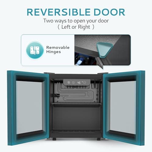 EUHOMY 12 Bottle 48 Can Mini Fridge Cooler, 1.3 Cu.Ft Beverage Refrigerator Glass Door for Beer Soda Wines,Small Refrigerator with Adjustable Shelves and LED Light for Office, Home, Dorm, Bar 5