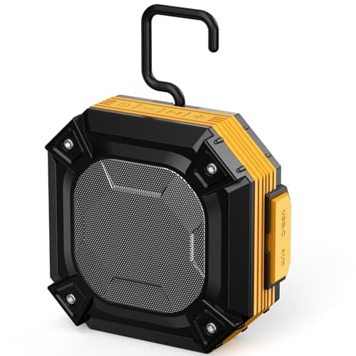 ShellHome Jobsite Speaker with Magnetic Hook, Portable Bluetooth Wireless Speakers Hands-Free Calls, 45H Battery Stereo Sound TWS for Golf Accessories Golf Gifts, Camping, Outdoor, Construction