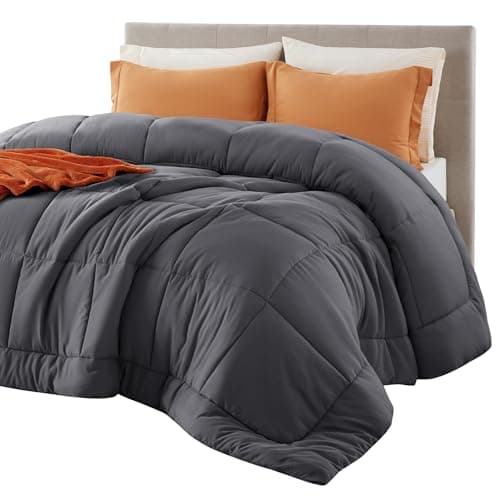 Bedsure Comforter Duvet Insert - Quilted Comforters Queen Size, All Season Duvet, GentleSoft Down Alternative Bedding, with 8 Tabs, Gifts for Women/Men, Grey, Queen 88 x 88 Inches