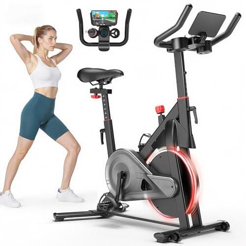 Lacuffy Indoor Cycling Bike - 32-Level Magnetic Resistance Stationary Exercise Bike with Adjustable Seat & Handlebars, Silent Belt Drive for Home Cardio (Fits Users 5'1" to 5'11", 300lbs Capacity)