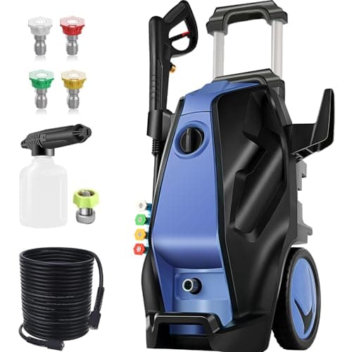 Imdot 5000PSI 4.0GPM Heavy Duty Electric Pressure Washer with 33 FT Extension Hose, 4 Quick Connect Nozzles and Foam Cannon for Cars/Fences/Driveways/Patios/Home Cleaning, Deep Blue