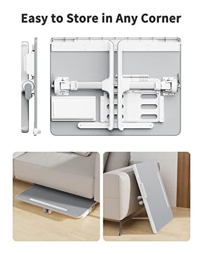 Laptop tray, SAIJI 60*45cm Table lap for bed, Multi-purpose Premium Lapdesk, Height Angle adjustable, with Book Stand, Drawer, Tablet slot, for Eating, Working, Writing, Gaming, Drawing (Light Grey) 6