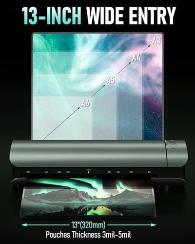 Qfun Laminator Machine 11x17 Cold Thermal Laminator，13 inch Laminating Machine 60s Warm-up with 30 Laminate Sheets，9 in 1 Desktop A3 Lamination Machine with Paper Trimmer for Teacher Home Office 6