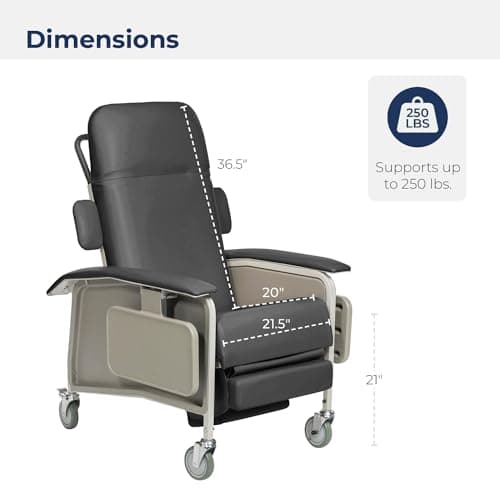 Drive Medical 4 Position Clinical Care Geri Chair Recliner, Reclining Padded Chair with Armrests, Charcoal 7