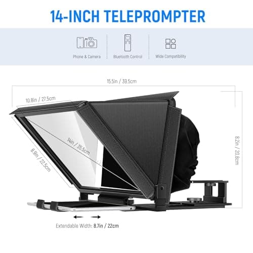 NEEWER X12 14 inch Aluminum Alloy Teleprompter for iPad Tablet Smartphone DSLR Cameras with Remote Control, Carry Case, APP Compatible with iOS/Android for Online Teaching/Vlogger/Live Streaming 6