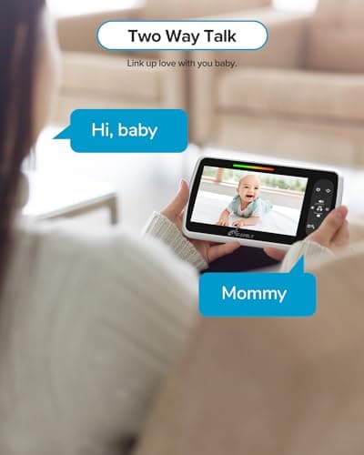 iFamily Baby Monitor - Large 5" Screen with 30Hrs Battery Life - Remote Pan-Tilt-Zoom;No WiFi, Two-Way Audio, Night Vision, Temperature, Lullabies, 960ft Long Range Baby Monitor with Camera and Audio 6