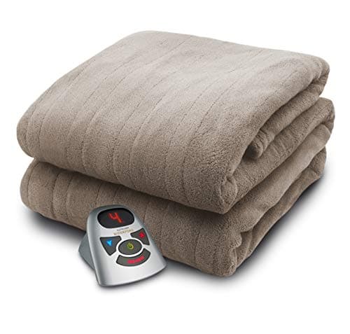 Biddeford Blankets Micro Plush Electric Heated Blanket with Digital Controller, Twin, Taupe