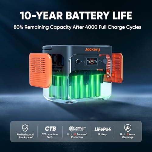 Jackery Explorer 2000 v2 Portable Power Station, 2042Wh LiFePO4 Home Backup Battery, 2200W Solar Generator, USB-C PD 100W Fast Charging for Emergencies, Power Outages, Camping(Solar Panel Optional) 5