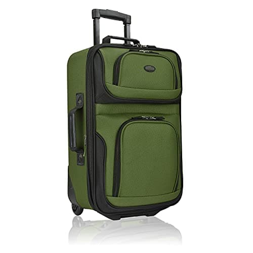 U.S. Traveler Rio Lightweight Softside Rolling Carry-on Suitcase, 2-Wheel Single, Green