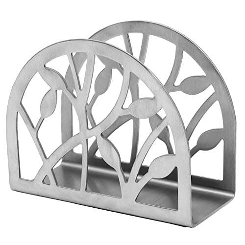 MEIGUI Napkin Holder, Stainless Steel Paper Napkin Holder Organizer Tissue Dispenser for Kitchen Countertops, Dining Table, Picnic Table, Indoor & Outdoor Use，Silver