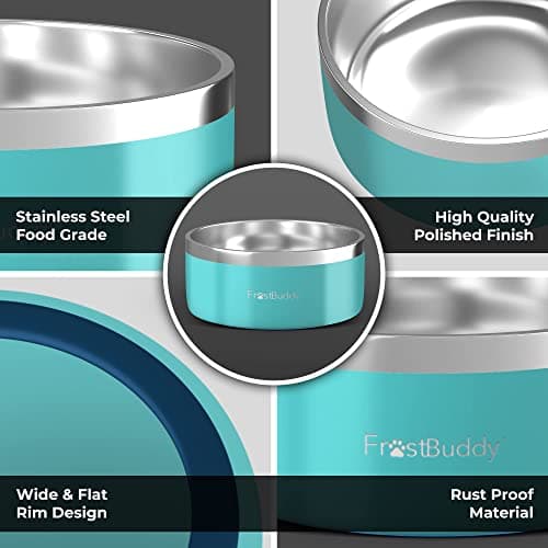 Frost Buddy | Dogbowls - Stainless Steel Vacuum Insulated Bowl - Non-Slip Bottom - Holds 5-12 Cups of Water or Food - for Large Pets(Aqua-, 64 OZ) 6