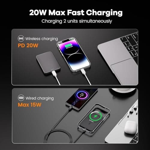 Catmart Magnetic Portable Charger – Industry-First Titanium Power Bank, 10,000mAh Ultra-Slim 0.5-Inch Design, 20W Fast Charging Battery Pack for iPhone 17/16/15/14/13/12/Air Series 5