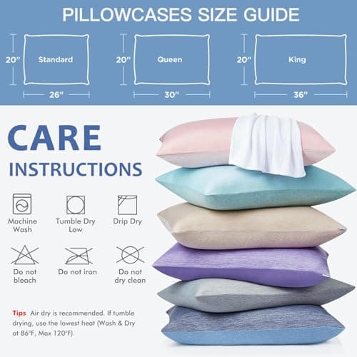 Elegear Cooling Pillow Cases for Hot Sleepers, Japanese Q-Max 0.5 Cooling Pillowcases, Both Sides(Cooling/Cotton), Breathable Soft Pillowcase for Hair and Skin, Set of 2-Blue (Standard (20" x 26")) 6