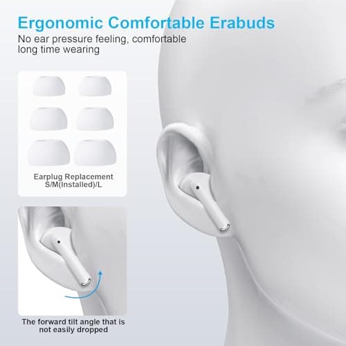 Wireless Earbuds for iPhone, 5.3 Bluetooth Headphones for Apple Earbuds Wireless, ENC Noise Cancelling 40Hrs Playback in Ear Air Buds Pods HiFi Bass for iPhone 17 16 15/iPad/PC/Laptop/Switch/White 6