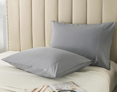 WhatsBedding Queen Size Pillowcases Set of 2, 20x30 Cotton Pillow Case with Envelope Closure, Soft & Breathable Pillow Covers for Bed, Grey 7