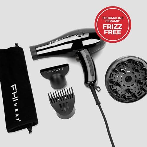 FHI HEAT Platform Nano Power Salon Pro 2000 Tourmaline Ceramic Quick Dry Hair Dryer with 3 Piece Attachment Set (Comb, Concentrator, and Diffuser), Black 5