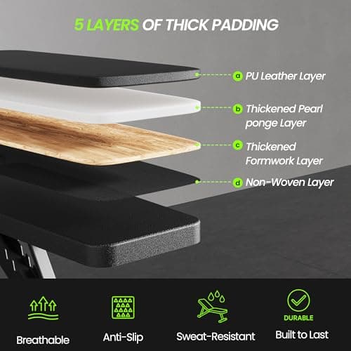 Adjustable Weight Bench for Home Gym, Foldable Workout Bench for Full Body Fitness Dumbbell Exercise, 600LBS Incline Decline Flat Bench with Resistance Bands for Strength Training 5