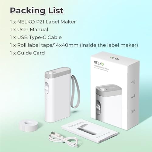 Nelko Label Maker Machine with Tape, P21 Bluetooth Label Printer, Wireless Mini Label Makers with Multiple Templates for School Office Home, White 8