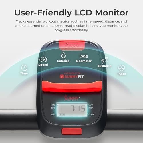 Sunny Health & Fitness Smart Manual Walking Treadmill, 300 LB Weight Capacity, Non-Electric, Fixed Incline, Compact & Foldable, Digital Monitor, Bluetooth Connection with SunnyFit App - SF-T1407SMART 5