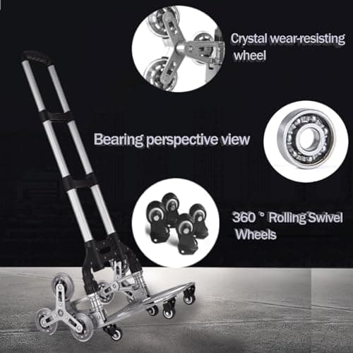 Stair Climbing Hand Truck Heavy-Duty Shopping Cart，Heavy-Duty Hand Truck Portable Folding Cart for Moving with Universal Wheels and with Removable Waterproof Canvas Bag. 5