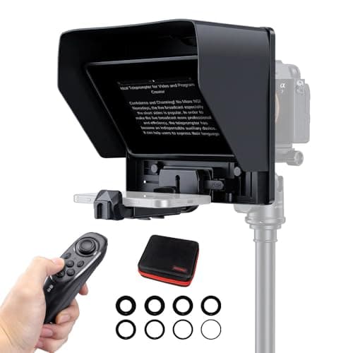 FEELWORLD TP10 10" Portable Foldable Teleprompter for Up to 9" Phone & mini Tablet Prompter Phone DSLR Camera Video Record for Live Stream Interview Speech with Remote Control