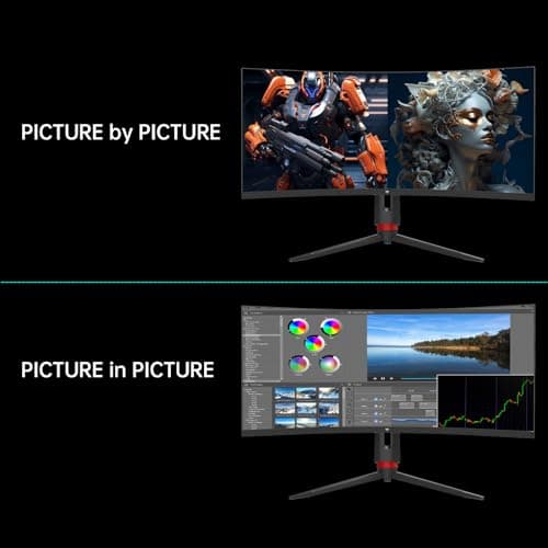 KTC 34'' Curved Ultrawide Gaming Monitor, 21:9, 3440x1440p 165Hz 1ms, 1500R Curved Monitor, Freesync G-sync, Picture by Picture,PIP, Height/Tilt/Swivel/Pivot 7