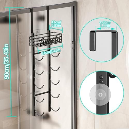 HapiRm Towel Racks for Bathroom Storage - 6 Tier Over The Door & Wall Mount Rolled Towel Storage Organizer Holder with Metal Shelf Basket for Small Bathroom, Camper, Rv - Black, Patented 7