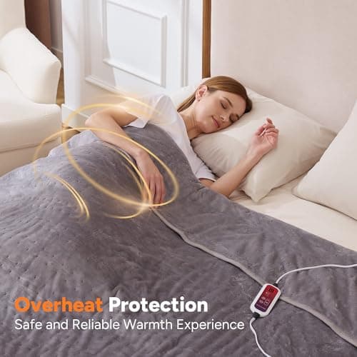Heated Blanket Electric Throw 50"x60" Throw Size, Electric Blanket with 6 Heating Levels and 1-12 Hours Timer Auto Off, Soft Flannel Fleece Fast Heating Blanket, Overheat Protection, Machine Washable 5