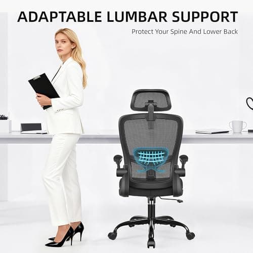 FelixKing Office Chair, Desk Chair with Adjustable Lumbar Support, Ergonomic Computer Chair with High Back and Armrest, Adjustable Height Gaming Chair Home Office Swivel Chair(Black) 8