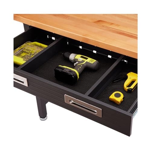 Seville Classics UltraHD Heavy Duty Commercial Lighted Workcenter w/Pegboard, 500 lbs. Weight Capacity for Garage, Warehouse, Workshop, Solid Wood Top, Graphite, 48" W x 24" D x 65.5" H 10