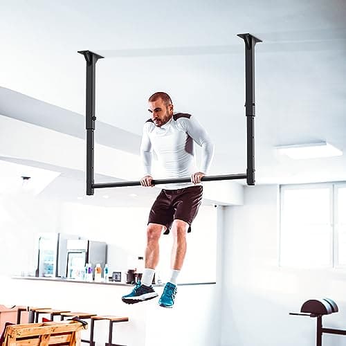 Kipika 48" Ceiling Mount Pull Up Bar - Heavy Duty Steel Chin Up Bar with 4-Level Height Adjustment - Stable, Durable, and Easy to Install - 500 LB Capacity 8