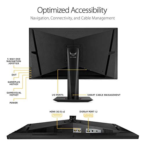 ASUS TUF Gaming 27" 2K HDR Gaming Monitor (VG27AQ) - QHD (2560 x 1440), 165Hz (Supports 144Hz), 1ms, Extreme Low Motion Blur, Speaker, G-SYNC Compatible, VESA Mountable, DisplayPort, HDMI,Black 6