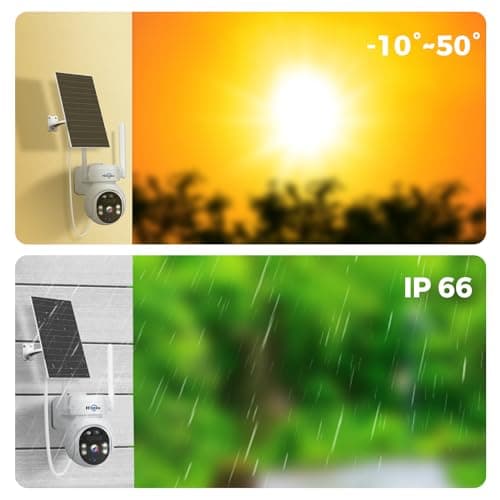 Hiseeu 4G LTE Cellular Security Camera Solar Powered, No WiFi Security Cameras Wireless Outdoor, PIR Motion, 2 Way Talk, 360° PTZ, 2K Color Night Vision, 64G SD & SIM Card Included 6