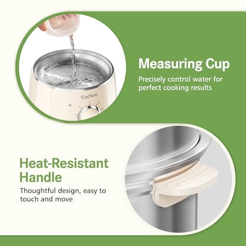 Hard Boiled Egg Cooker - CACHOO 14-Egg Rapid Stainless Steel Egg Boiler with 30-Min Timer & Auto Shut Off, Compact Electric Vegetable Steamer for Cooking, Dishwasher Safe, Beige 7