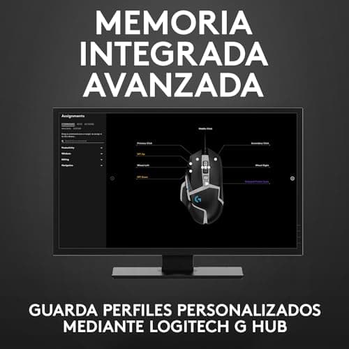 Logitech G502 Hero High Performance Gaming Mouse Special Edition, Hero 25K Sensor, 25 600 DPI, RGB, Adjustable Weights, 11 Programmable Buttons, On-Board Memory, PC/Mac - Black/White 7